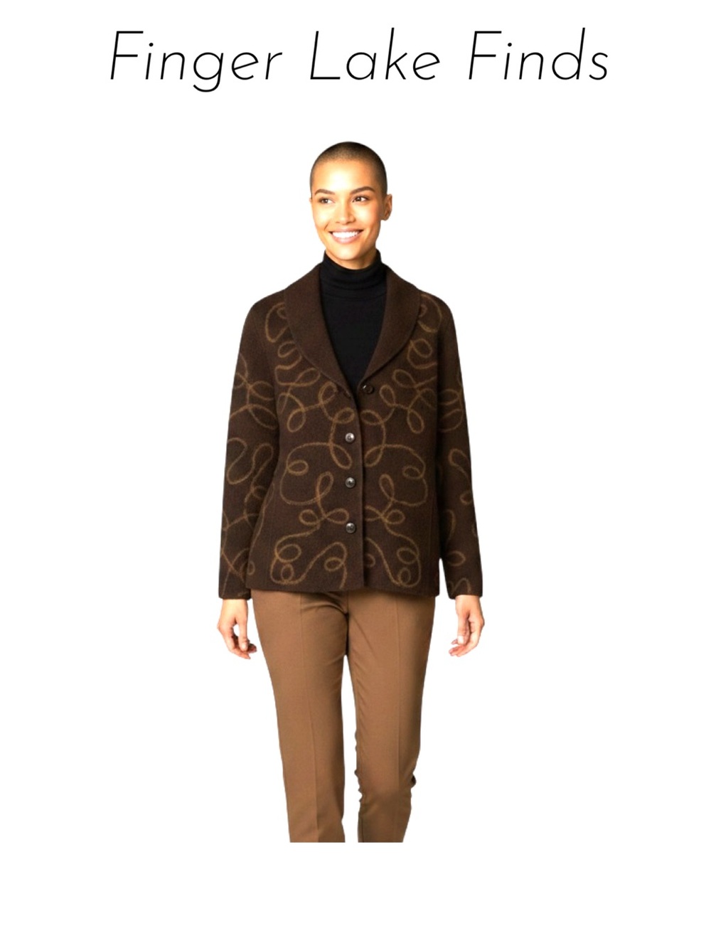 Marina Luna Brown Boiled Wool Cardigan, PM